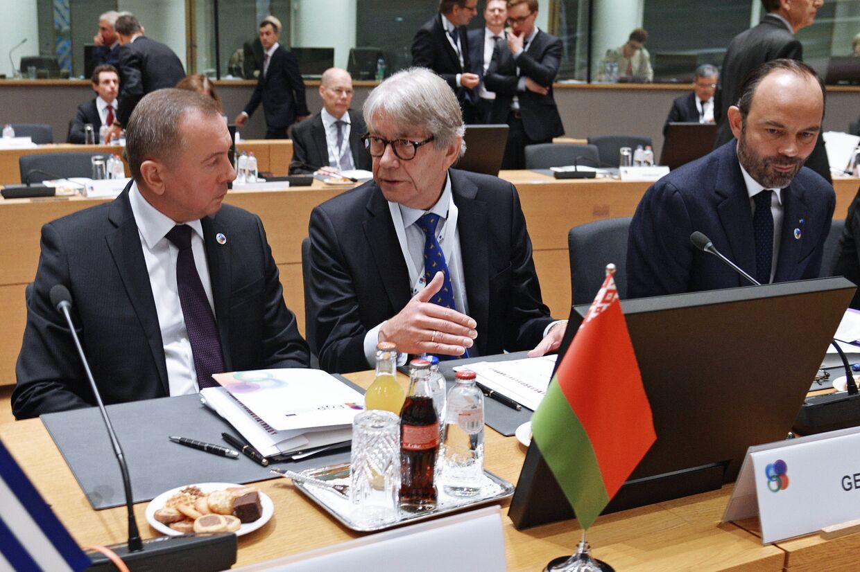 Министр иностранных дел Белоруссии Владимир Макей  на 5-м Саммите Восточного партнерства в Брюсселе. 24 ноября 2017