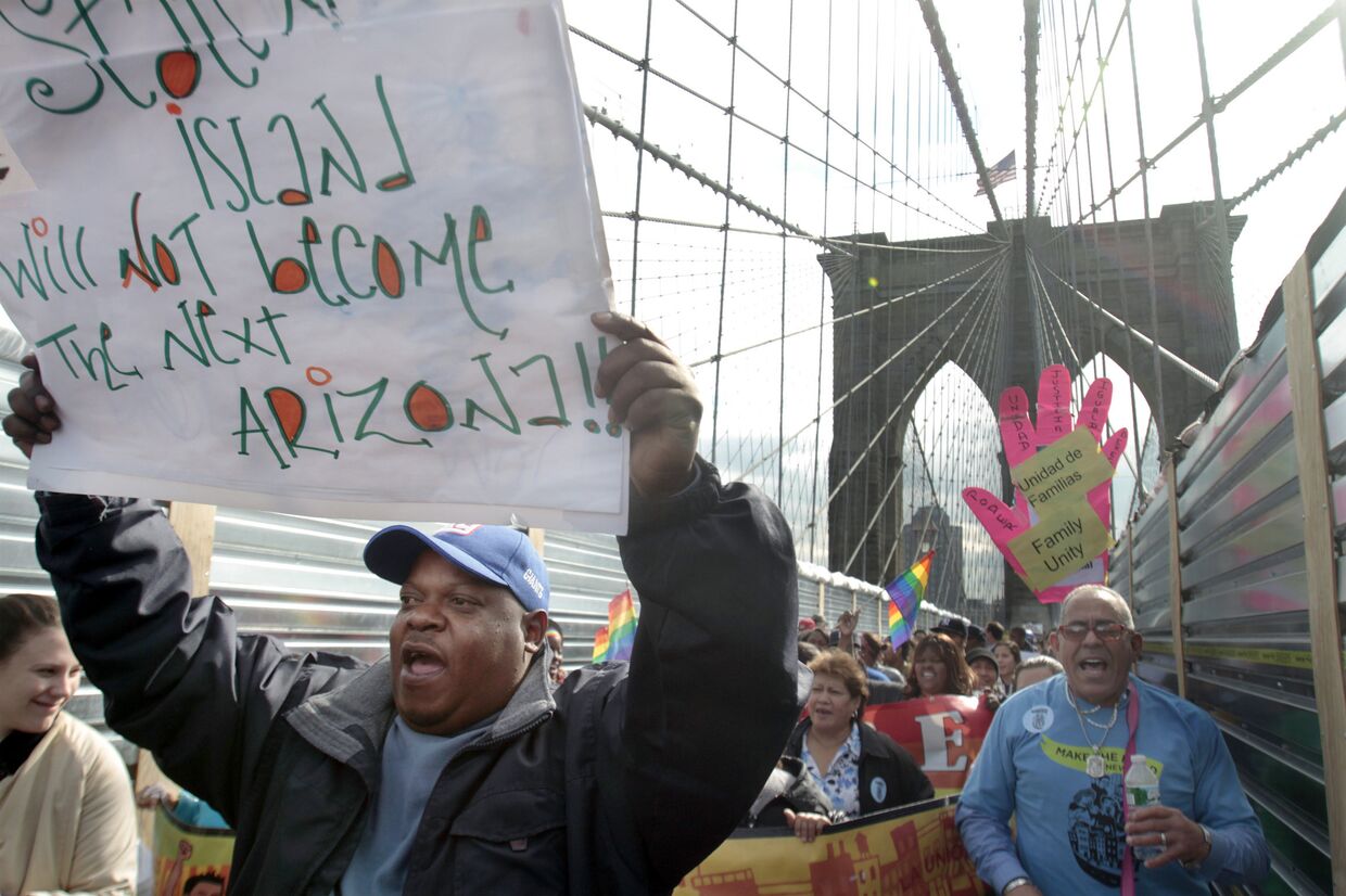 Акция протеста латиноамериканских рабочих в Нью-Йорке