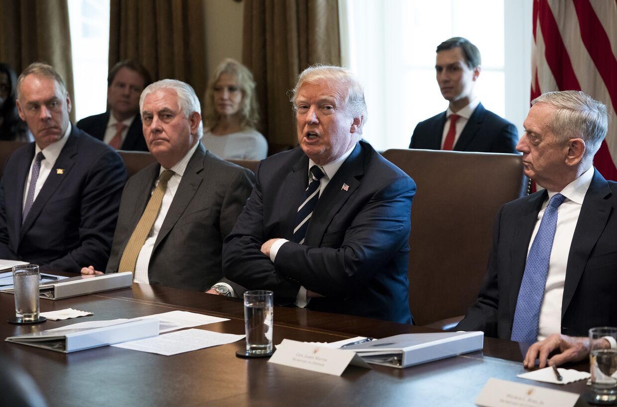 Президент США Дональд Трамп во время заседания кабинета министров в Белом доме в Вашингтоне, округ Колумбия. 16 октября 2017