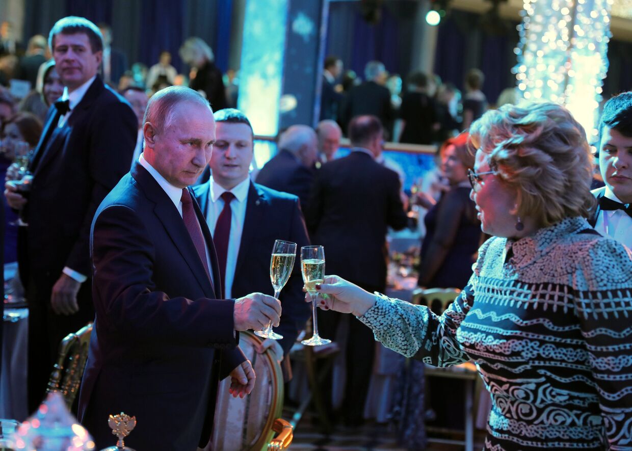 Президент РФ Владимир Путин на приеме в честь Нового года в Кремле