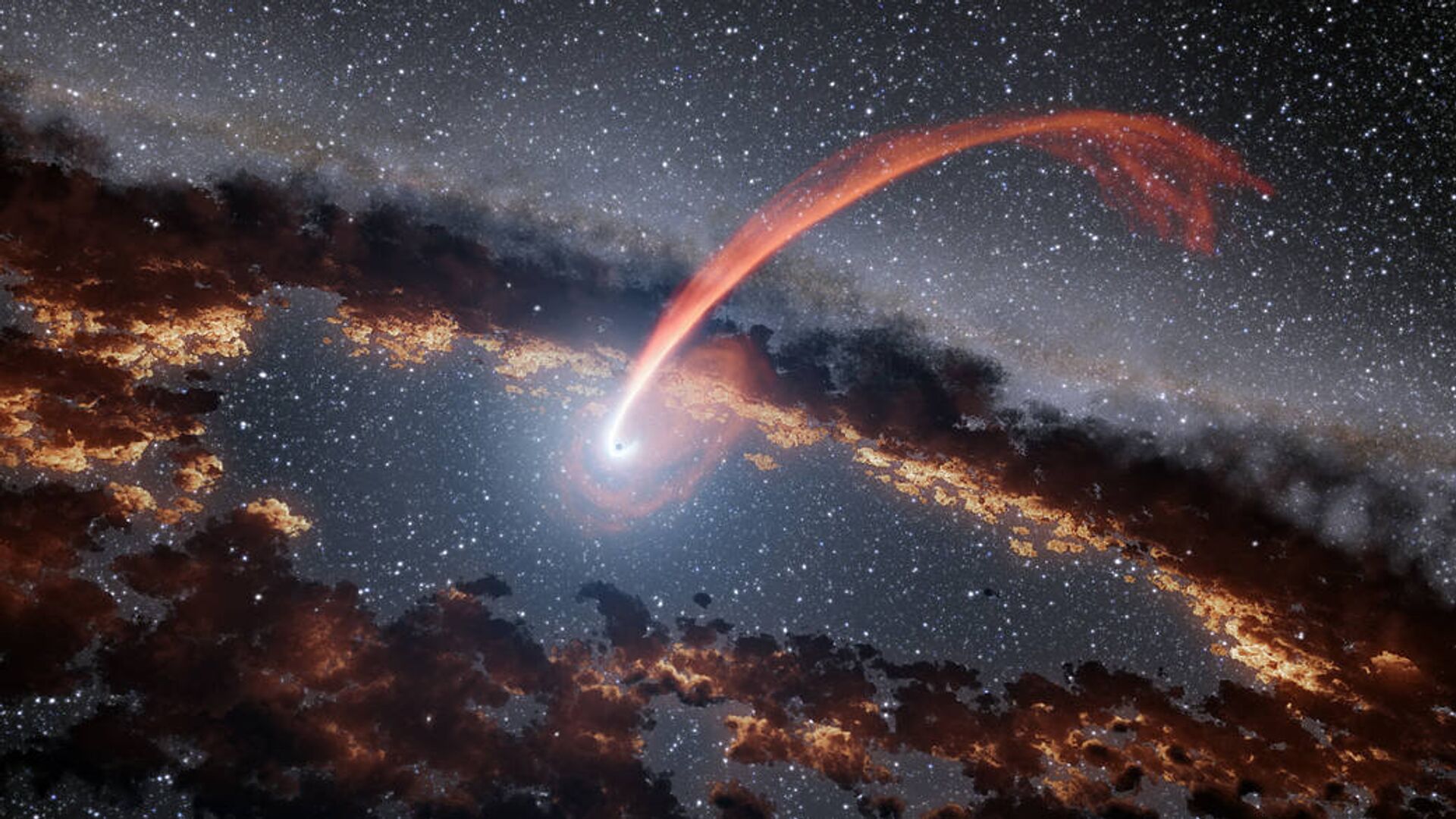 Рисунок звезды, которая поглощена сверхмассивной черной дырой - ИноСМИ, 1920, 22.10.2022