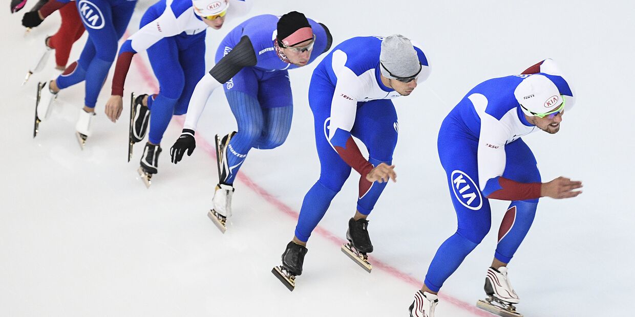 Тренировка сборной России по конькобежному спорту в спортивном центре Коломна