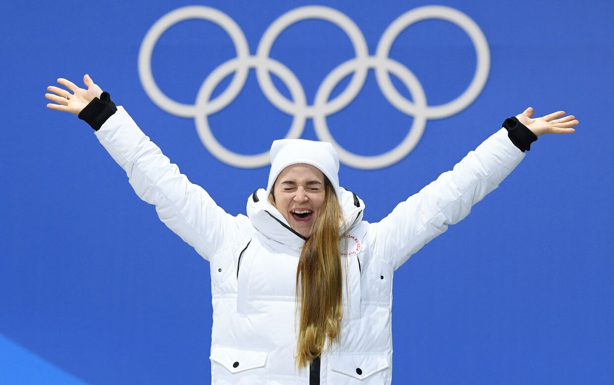 Российская спортсменка Юлия Белорукова, завоевавшая бронзовую медаль в спринте среди женщин по лыжным гонкам на XXIII зимних Олимпийских играх в Пхенчхане