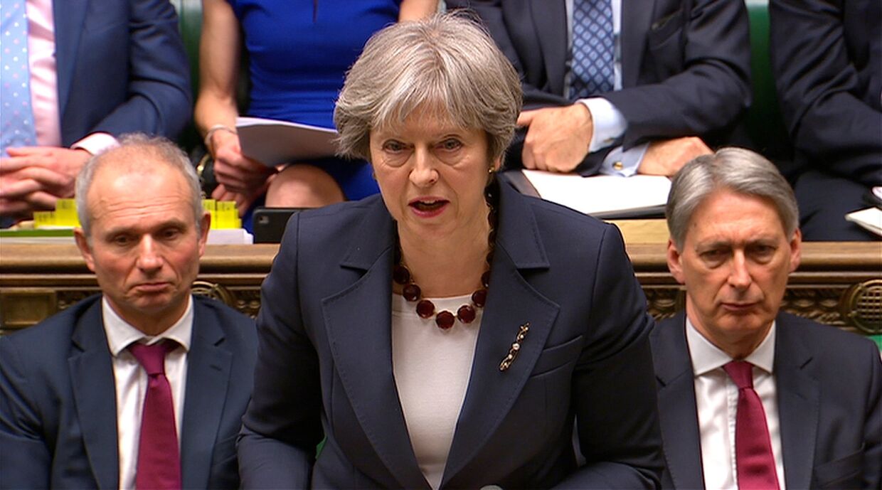 Премьер-министр Великобритании Тереза Мэй во время выступления в парламенте. 14 марта 2018
