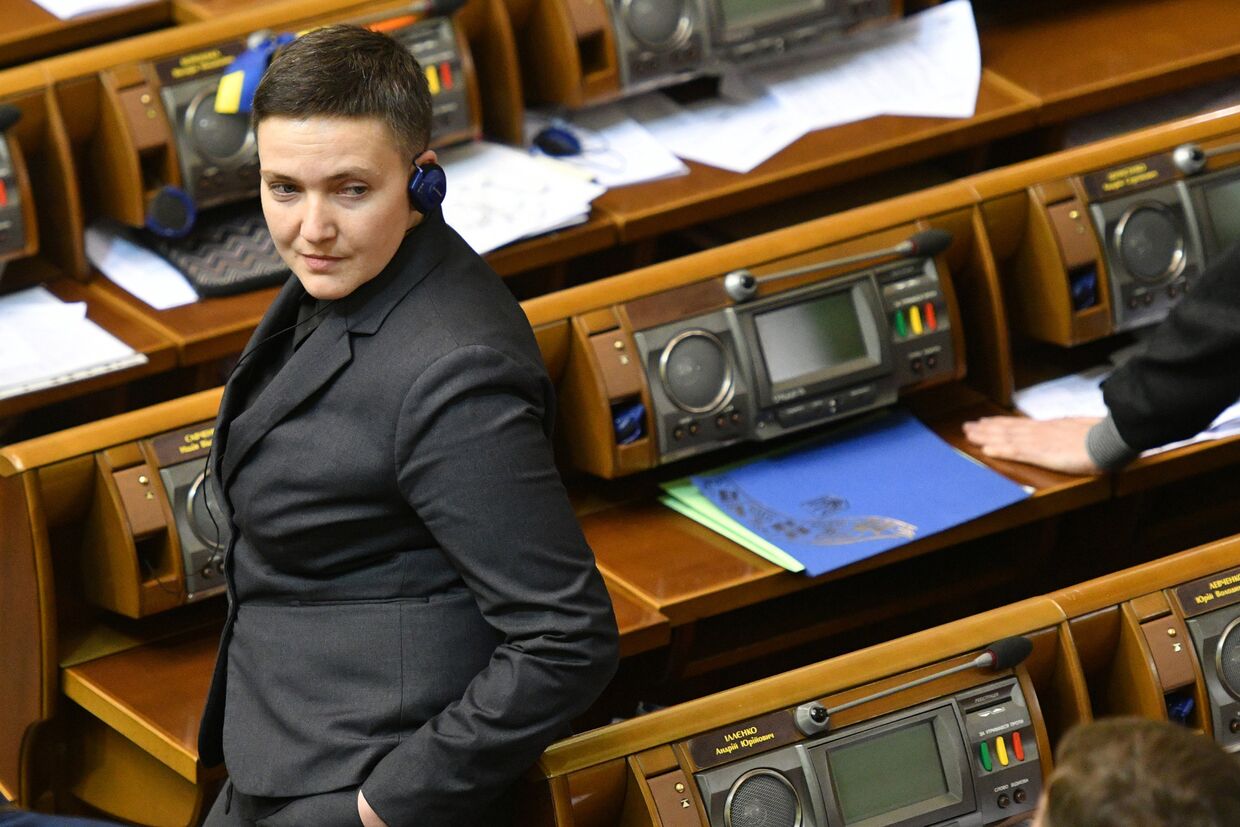 Надежда Савченко на заседании Верховной рады Украины