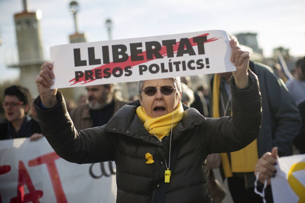 Акция против ареста К. Пучдемона в Барселоне