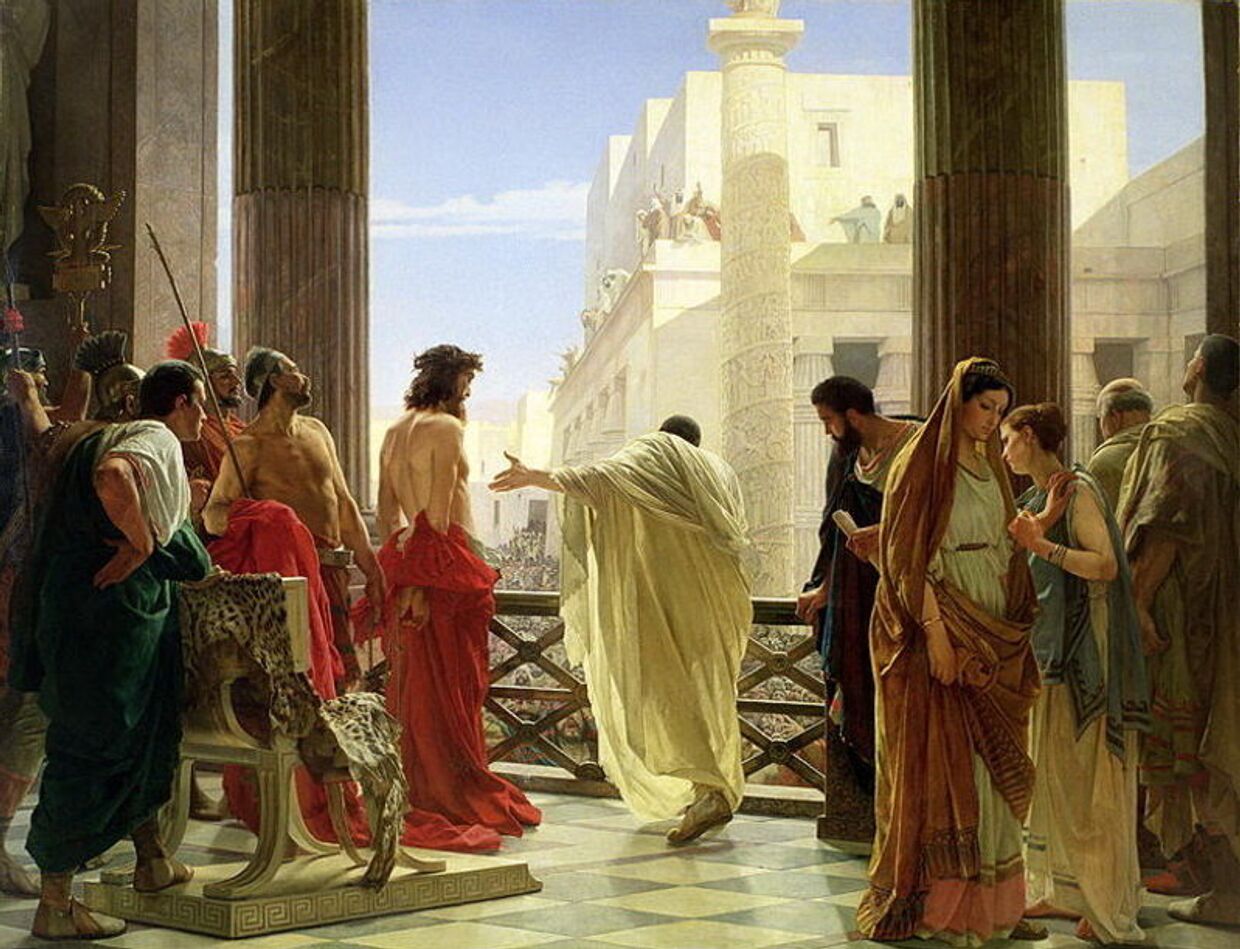 Понтий Пилат показывает подвергшегося бичеванию Иисуса жителям Иерусалима