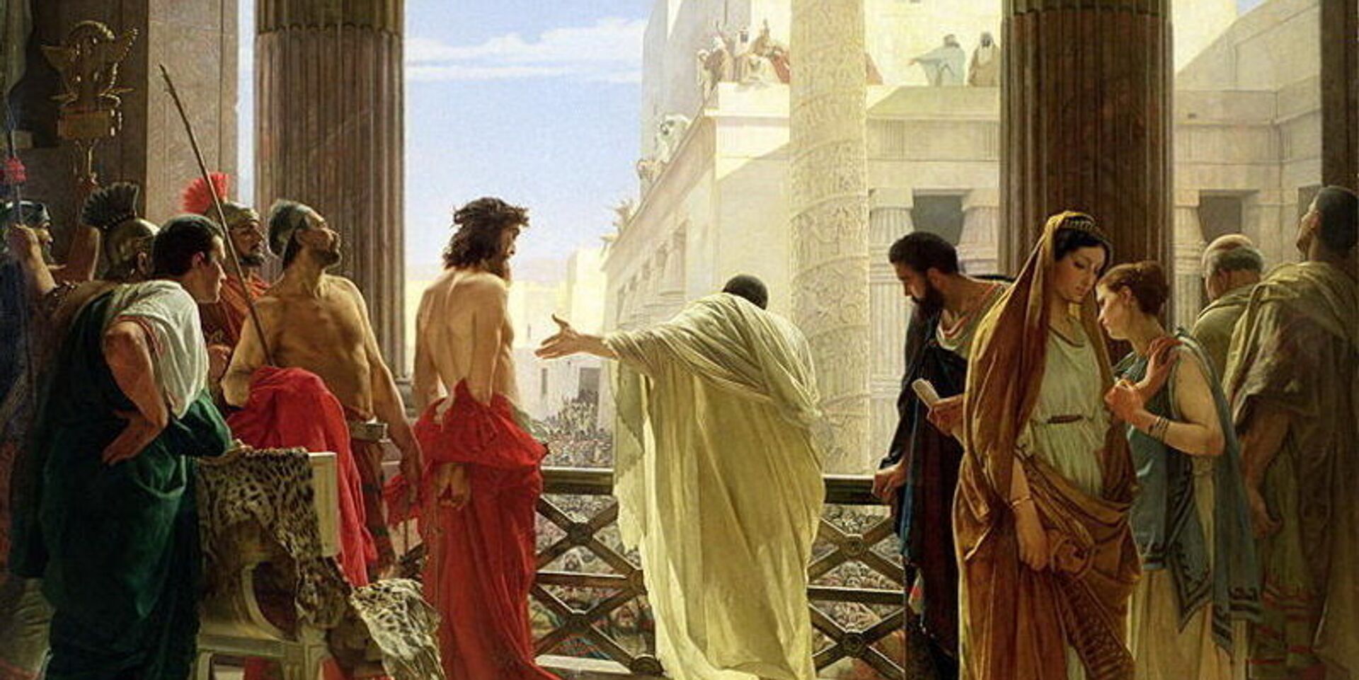Понтий Пилат показывает подвергшегося бичеванию Иисуса жителям Иерусалима - ИноСМИ, 1920, 03.01.2024
