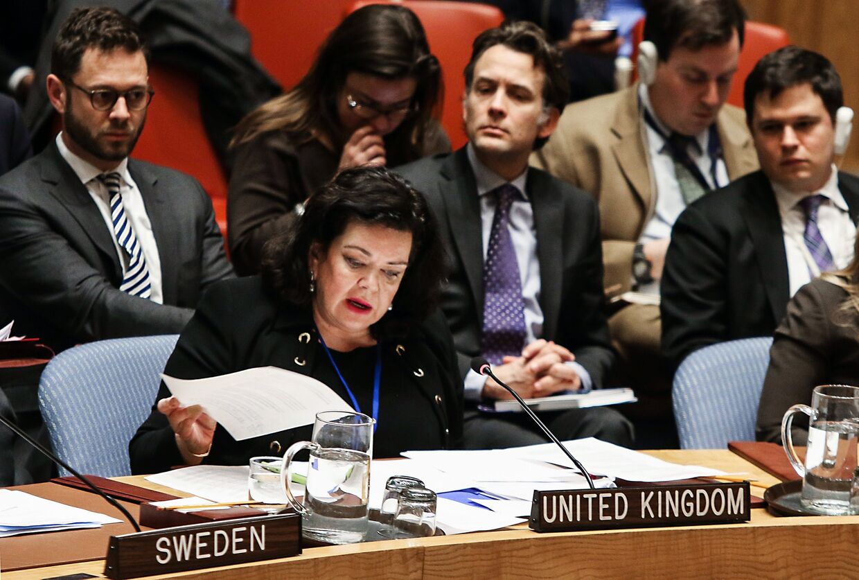 Карен Пирс выступает на открытом заседании совета безопасности ООН