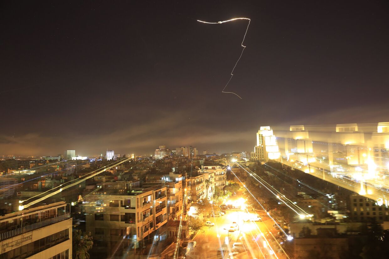Зенитный огонь над Дамаском, Сирия. 14 апреля 2018