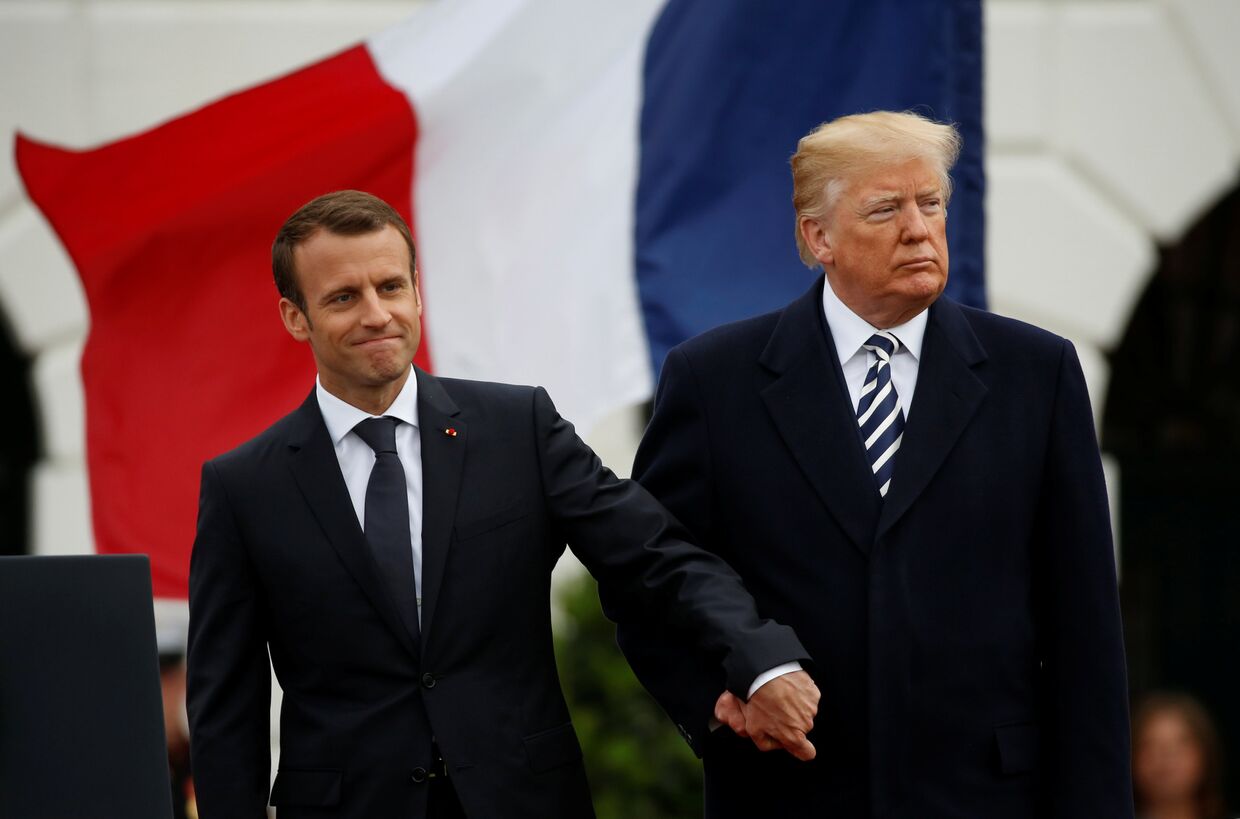 Президент США Дональд Трамп и президент Франции Эммануэль Макрон в Белом доме