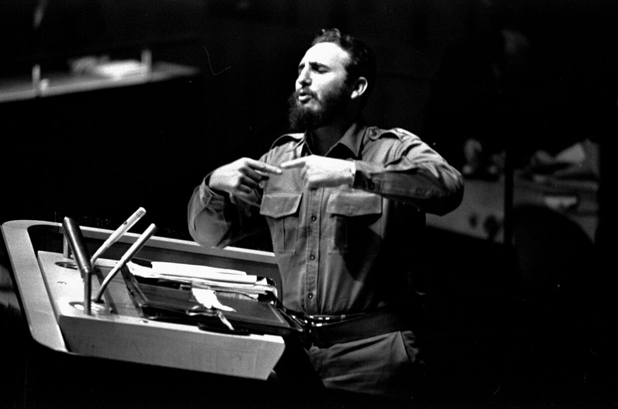 Фидель Кастро во время выступления в Генеральной Ассамблее ООН