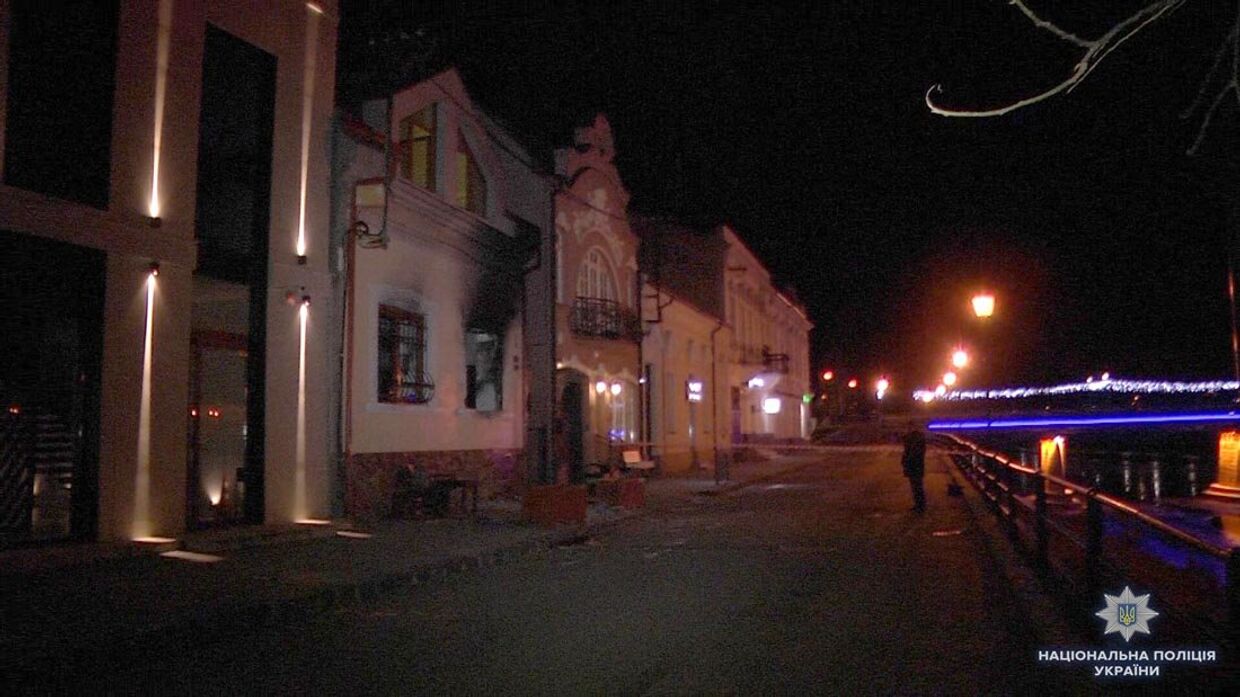 Последствия поджога здания офиса Общества венгерской культуры в Ужгороде