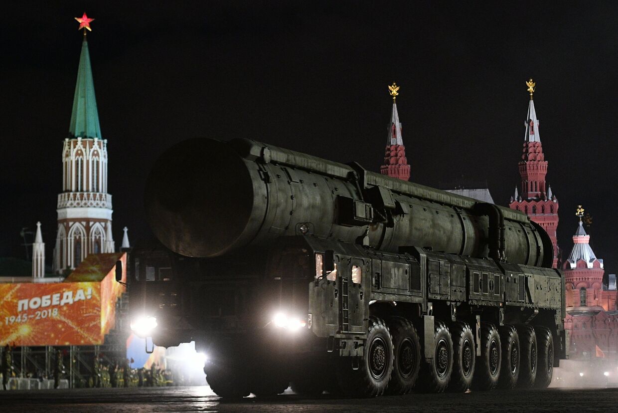 Комплекс РС-24 Ярс на репетиции военного парада на Красной площади