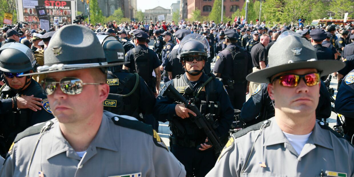 Акция протеста в Кливленде против полицейского произвола и расизма