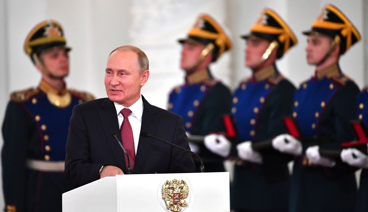 Президент России Владимир Путин выступает в Кремле