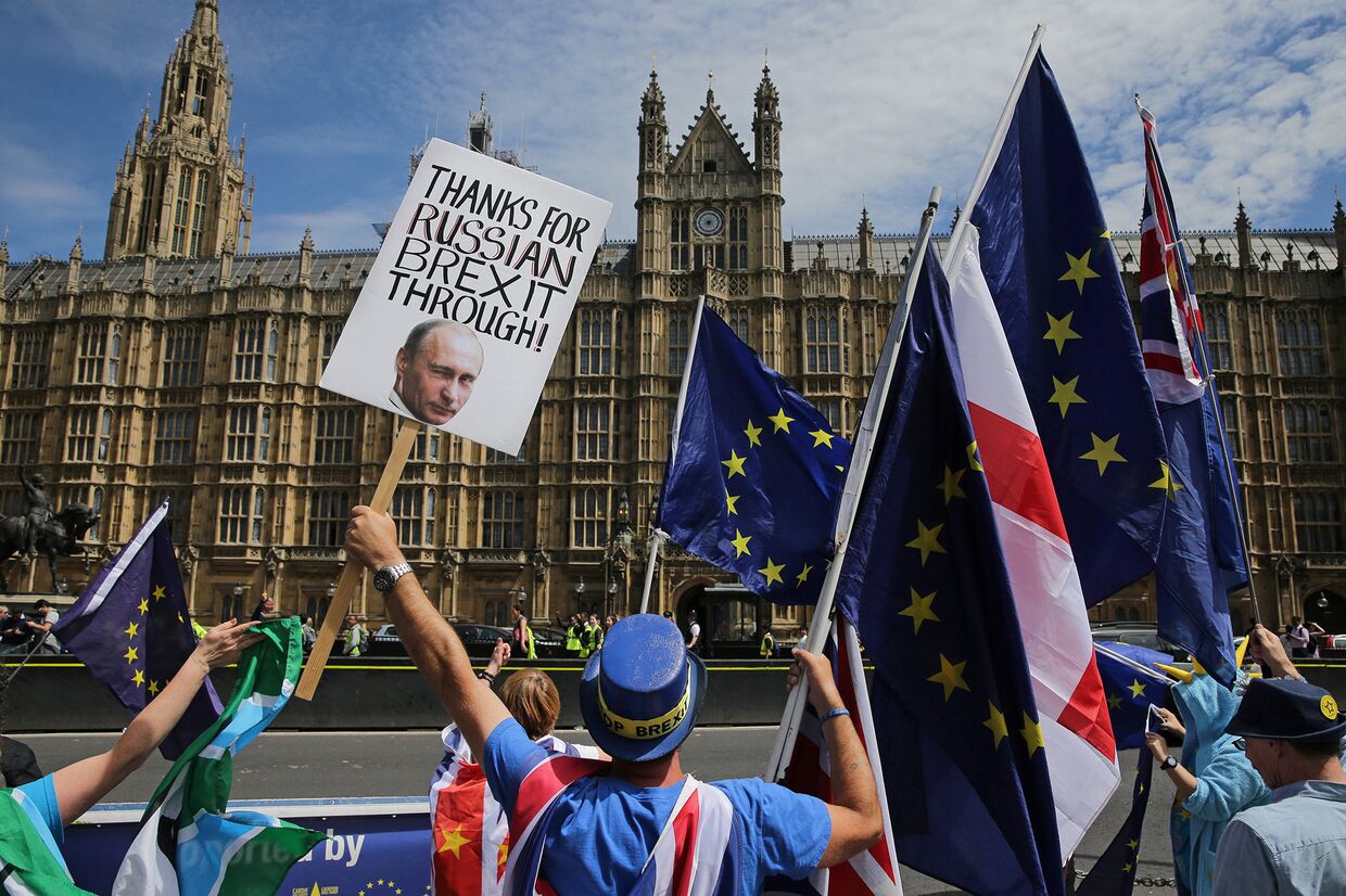 Противники выхода Великобритании из ЕС во время акции протеста