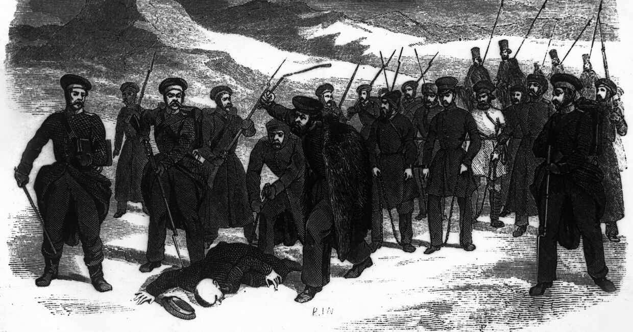 Осужденные на каторжные работы направляются под конвоем в Сибирь