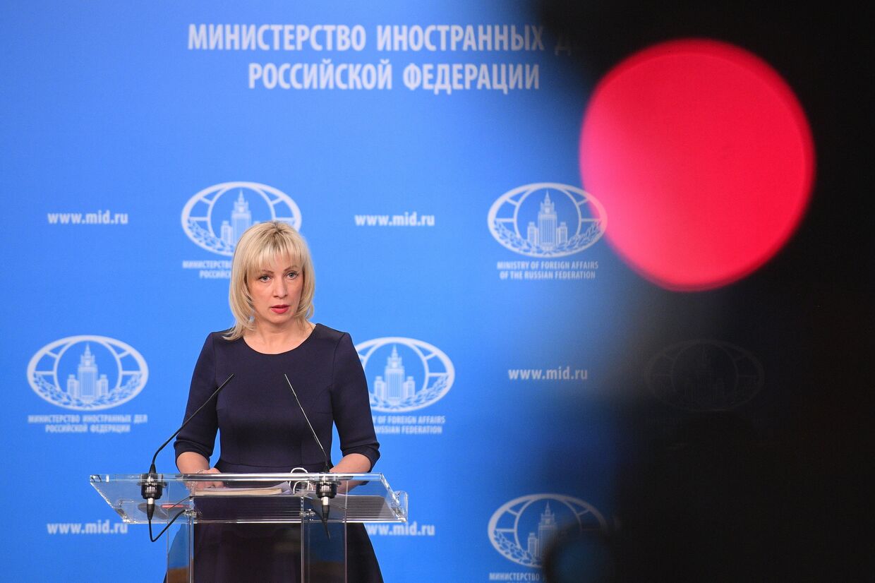 Официальный представитель министерства иностранных дел РФ Мария Захарова во время брифинга