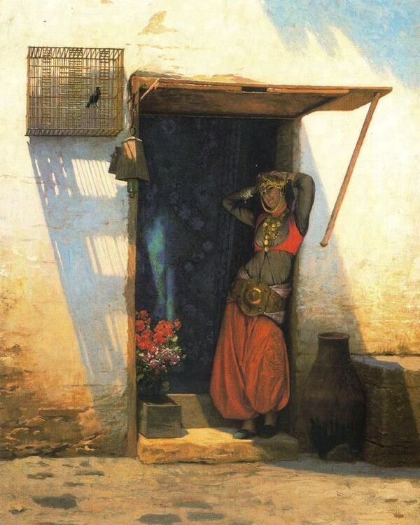 Картина французского художника Жан-Леона Жерома «Женщина в Каире у своей двери»