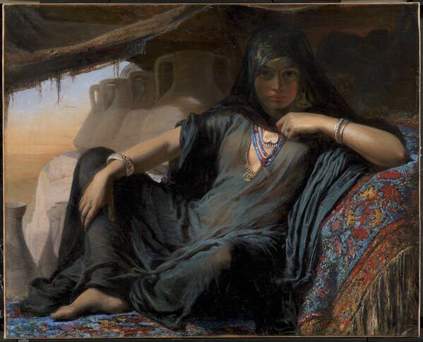 Картина датской художницы Элизабет Йерихау-Бауман «Египетская продавщица горшков в Гизе»
