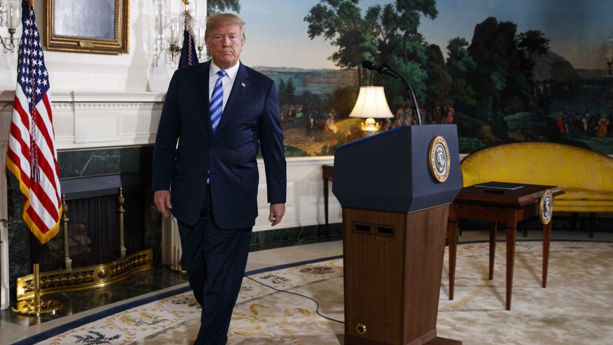 Президент США Дональд Трамп после объявления о расторжении ядерной сделки с Ираном. 8 мая 2018 года