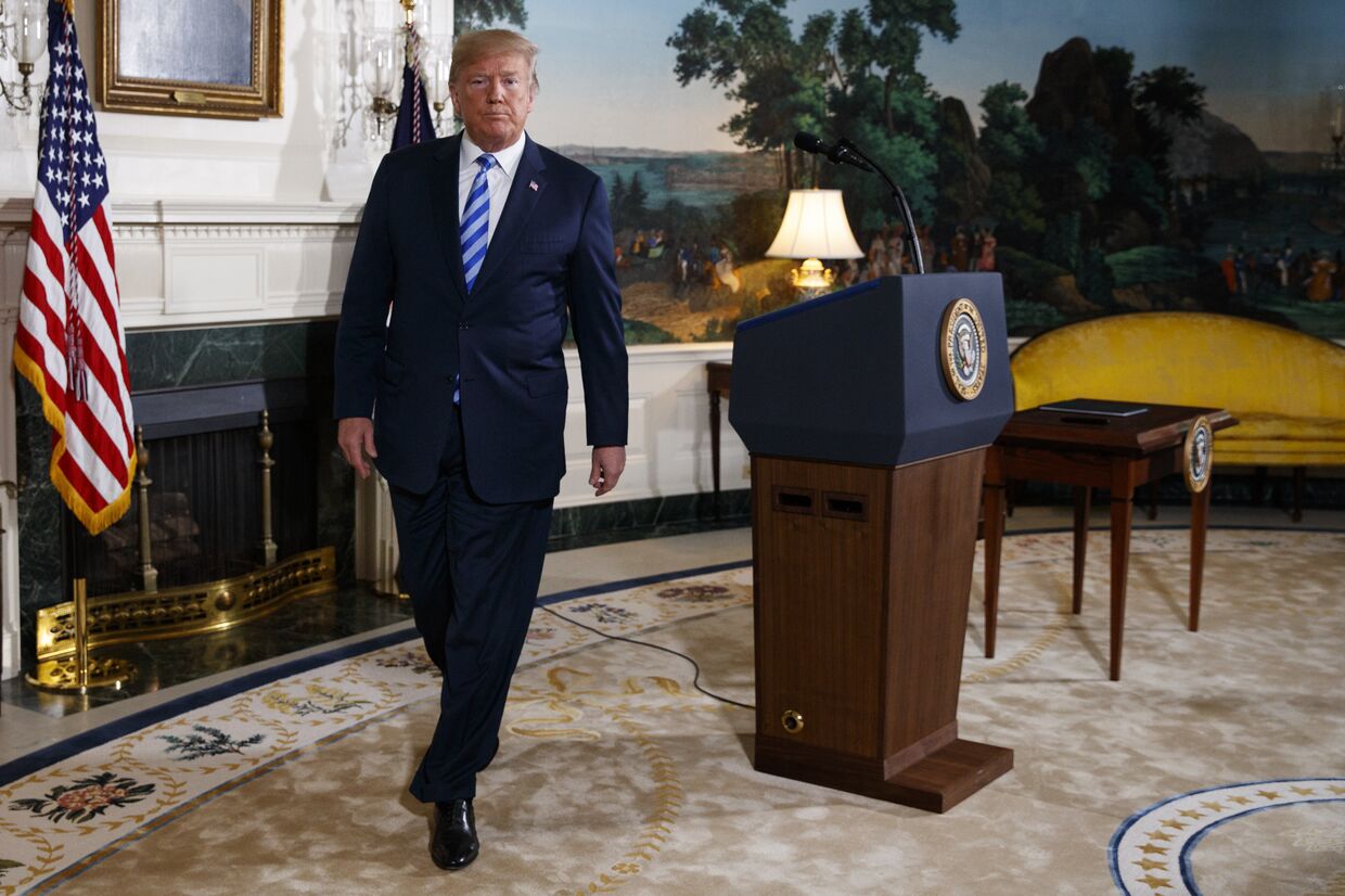 Президент США Дональд Трамп после объявления о расторжении ядерной сделки с Ираном. 8 мая 2018 года