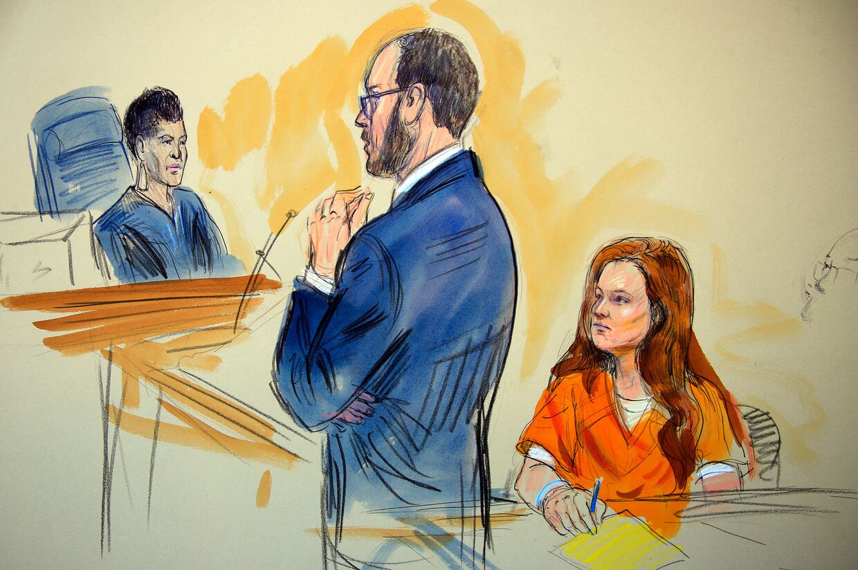 Рисунок заседания Федерального суда в Вашингтоне по делу Марии Бутиной