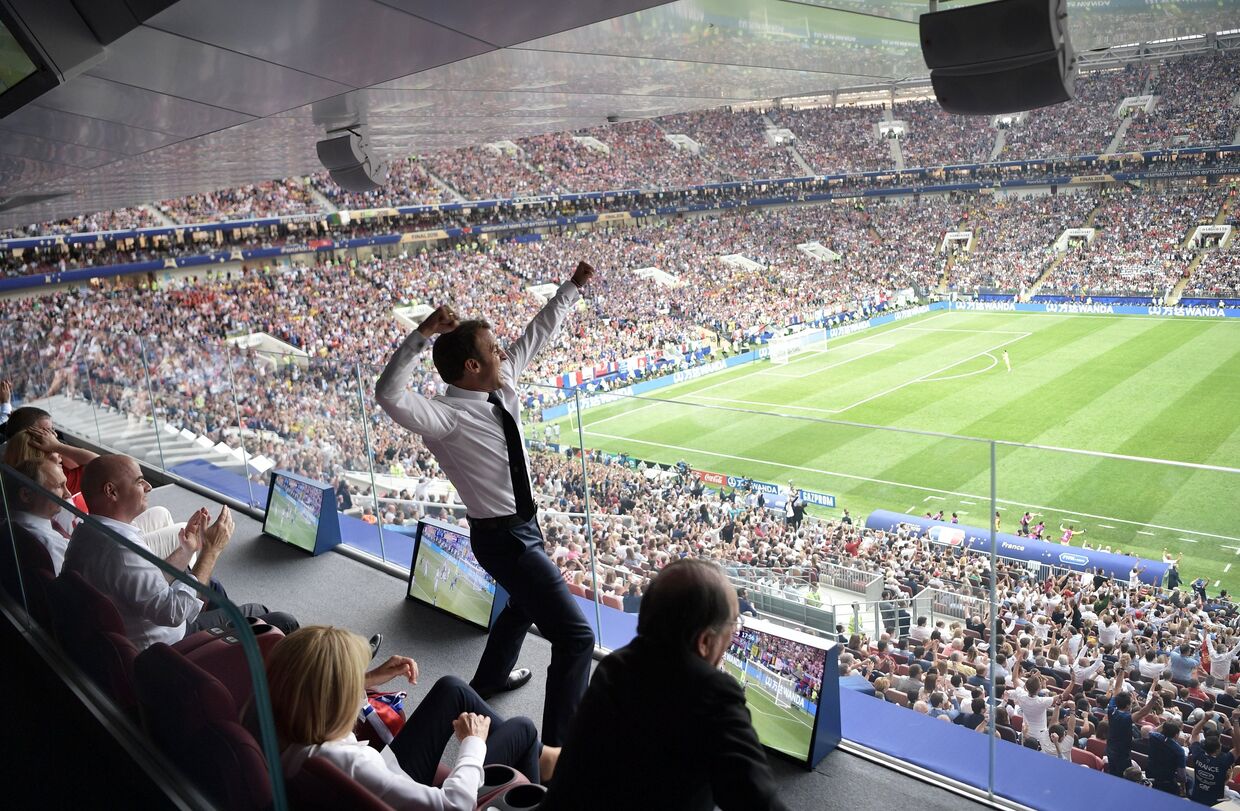 Во время финального матча чемпионата мира по футболу 2018 между сборными командами Франции и Хорватии на стадионе Лужники