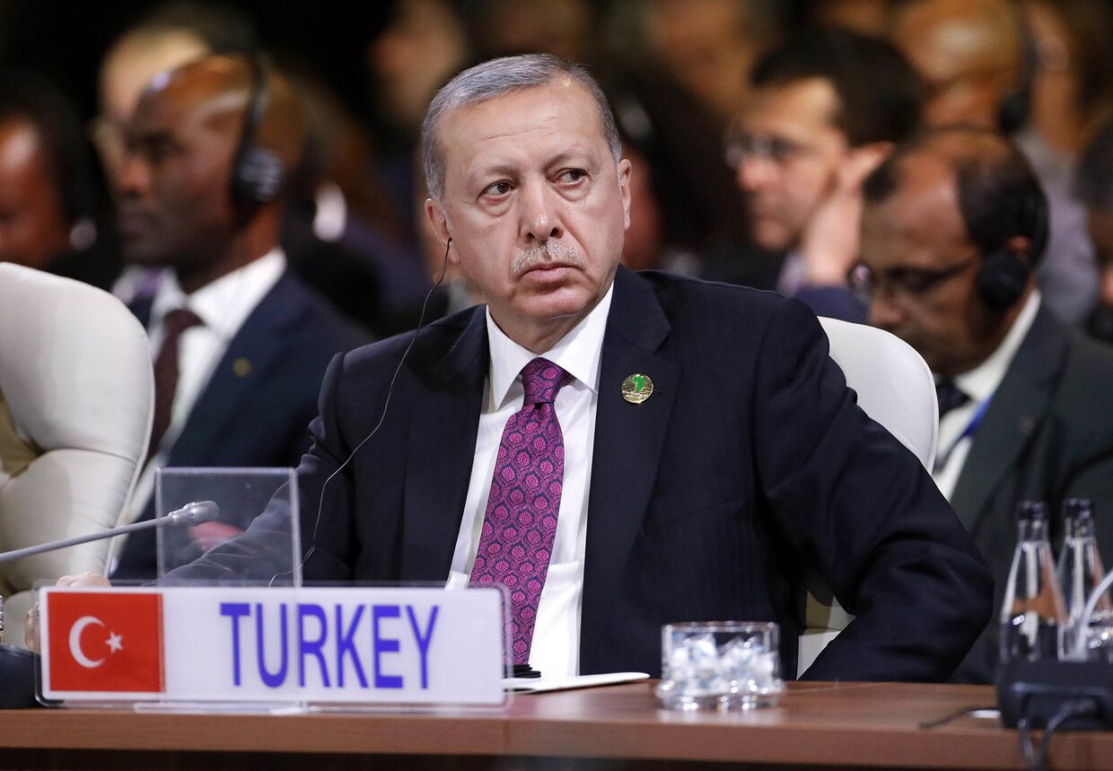 Президент Турции Реджеп Тайип Эрдоган на встрече лидеров БРИКС
