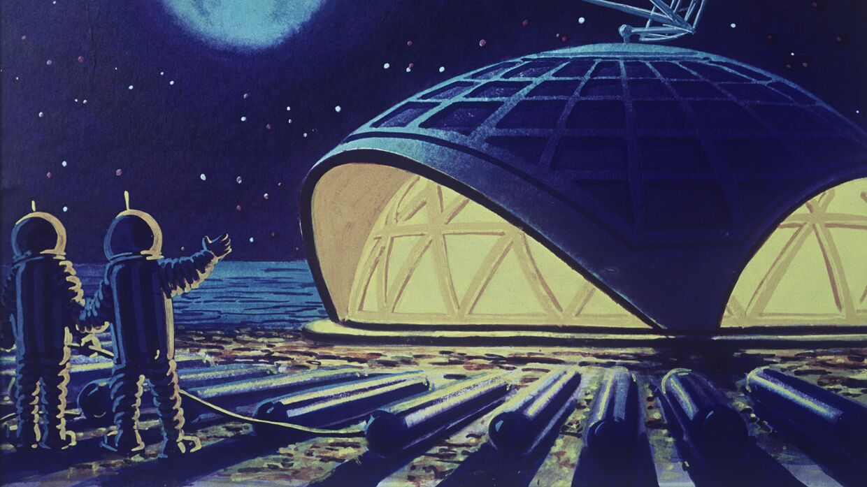 Репродукция картины художника-фантаста Андрея Соколова «Лунный дом»