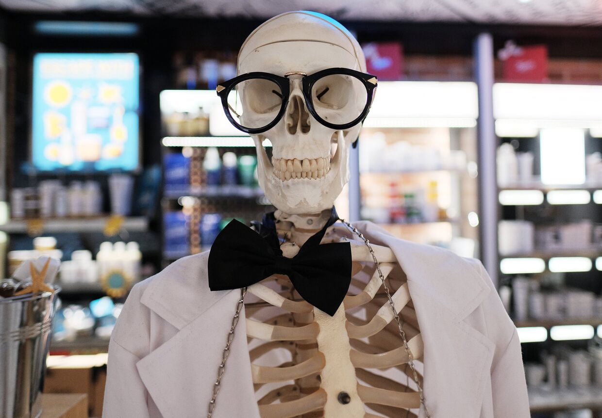 Искусственный скелет человека в магазине