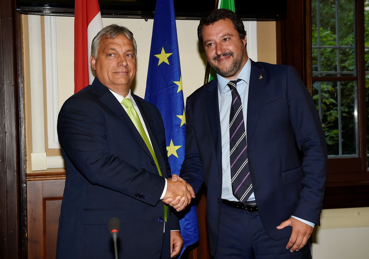 Министр внутренних дел Италии Маттео Сальвини и премьер-министр Венгрии Виктор Орбан