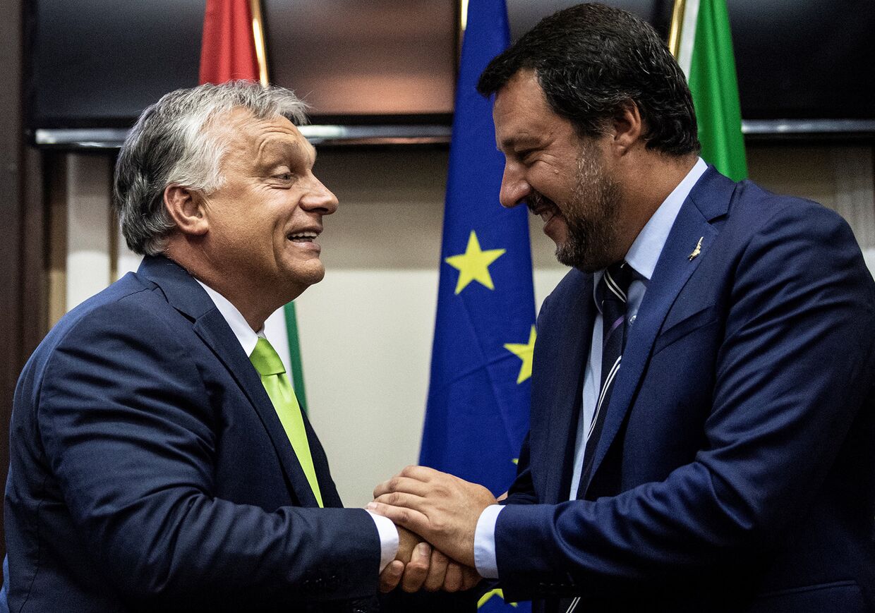 Министр внутренних дел Италии Маттео Сальвини и премьер-министр Венгрии Виктор Орбан