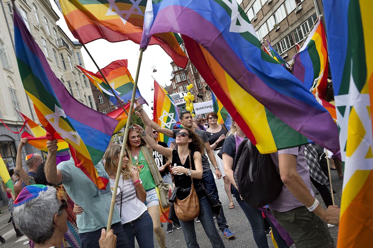 Участники ежегодного гей-парада в Копенгагене