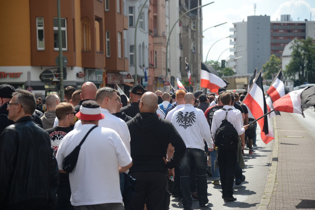 Акция неонацистов в Берлине в годовщину смерти Рудольфа Гесса. 19 августа 2017