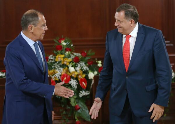 Министр иностранных дел России Сергей Лавров и президент Республики Сербской Милорад Додик Министр иностранных дел России Сергей Лавров и президент Республики Сербской Милорад Додик