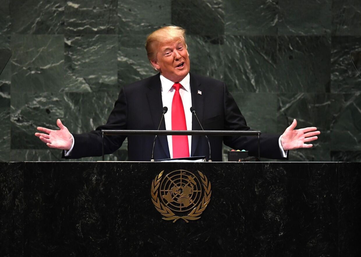Президент США Дональд Трамп выступает на Генеральной ассамблее ООН в Нью-Йорке