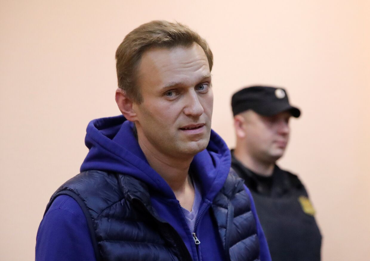 Оппозиционер Алексей Навальный на судебном заседании в Москве