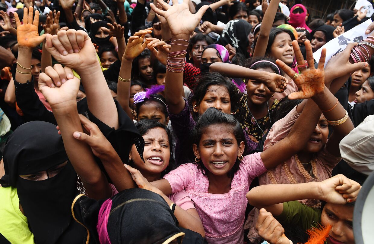 Акция протеста в лагере беженцев Кутупалонг, Бангладеш