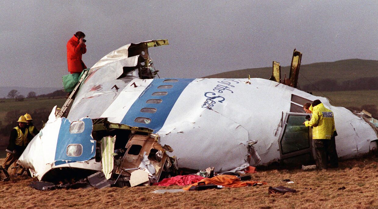 Обломки самолета Boeing 747-121 после крушения в Локерби, 1988