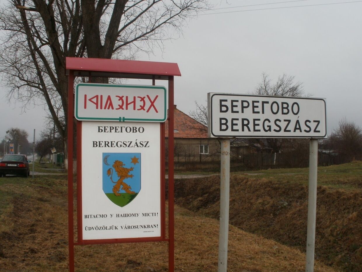 Знаки на границе города Берегово, Украина