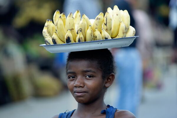 Юный житель города Андасибе, расположенного на острове Мадагаскар