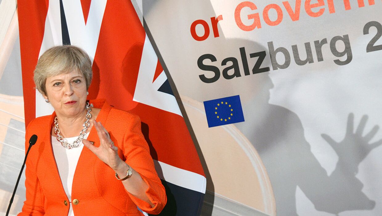 Премьер-министр Великобритании Тереза Мэй на пресс-конференции по итогам неформальной встречи глав стран-членов ЕС в Зальцбурге