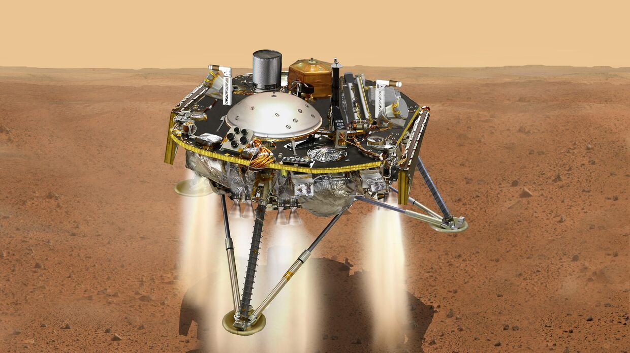 Так художник представил себе посадку платформы InSight на Марс