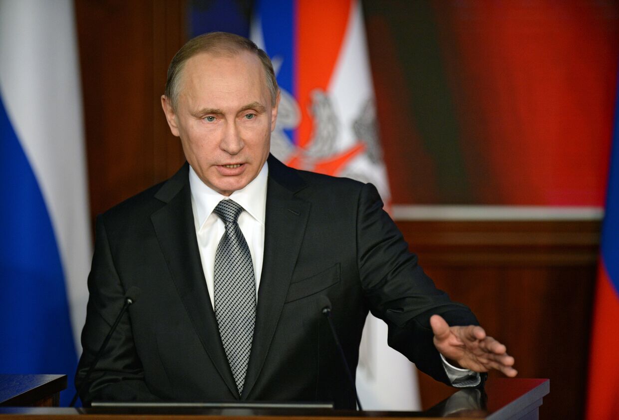 Президент РФ В.Путин принял участие в расширенном заседании коллегии Минобороны РФ