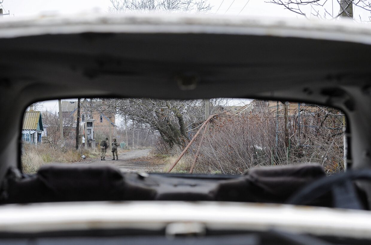 Украинские солдаты в небольшом городе Широкино