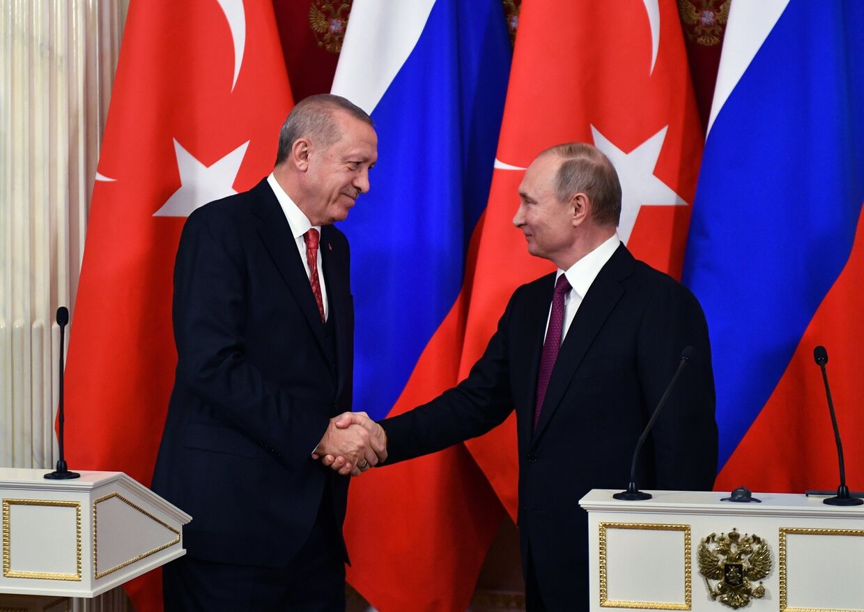 Встреча президента РФ В. Путина с президентом Турции Р. Т. Эрдоганом