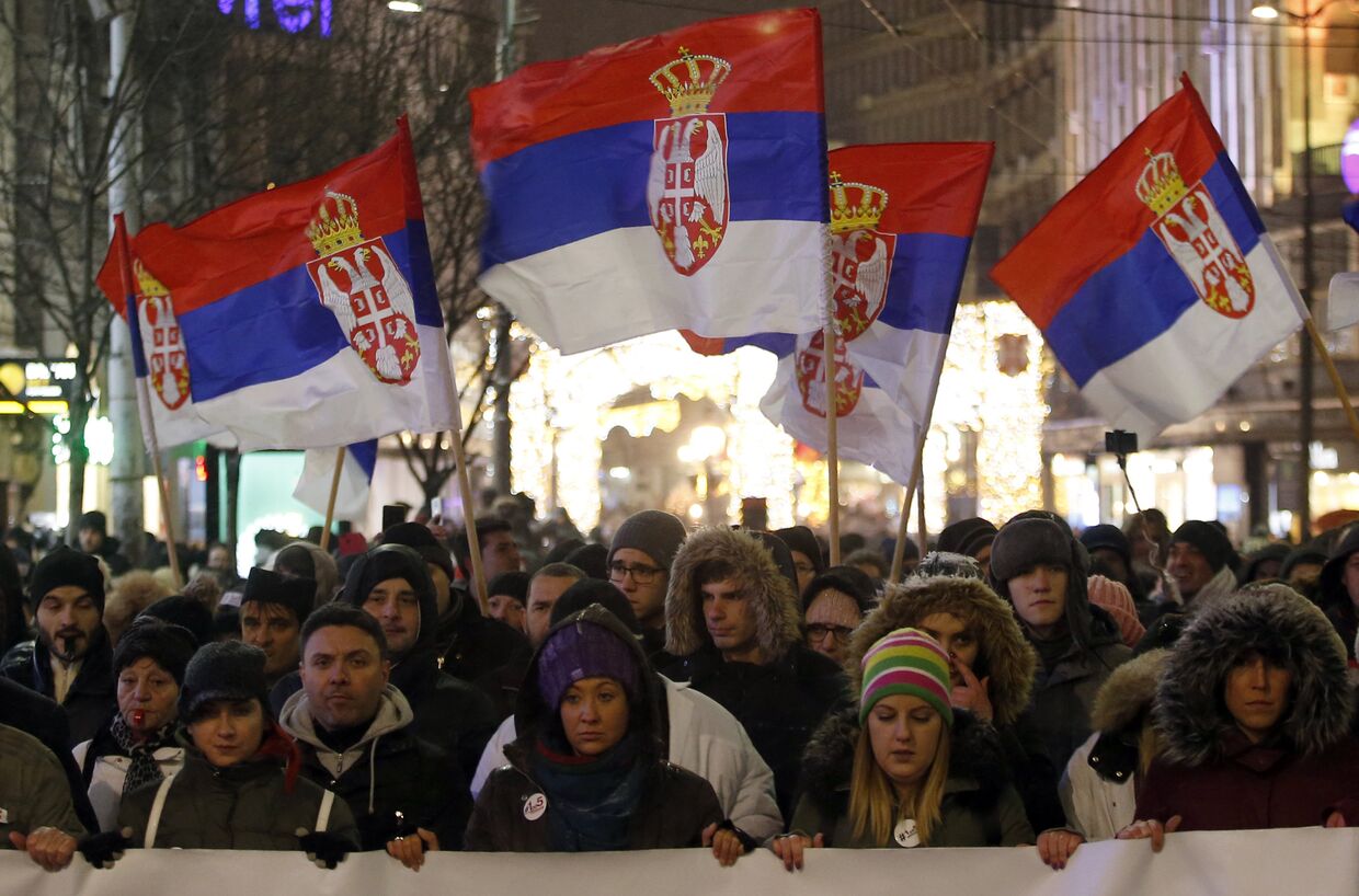 Акция протеста против президента Александра Вучича в Белграде, Сербия