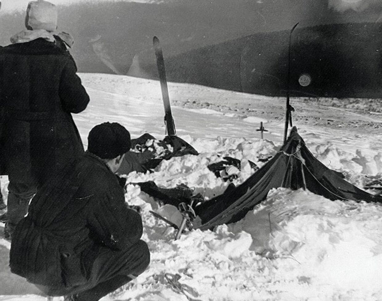 Вид на найденную палатку группы Дятлова